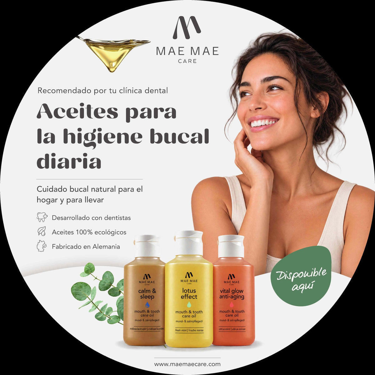 Adhesivo Mae Mae Care para mostrador y pared de una cara Ø 35 cm – versión española