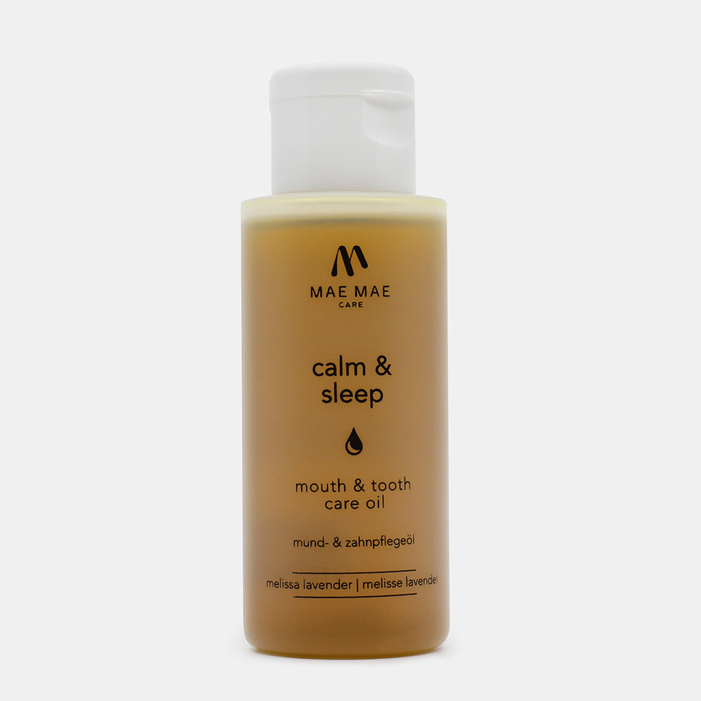 Calm & Sleep oil pulling product lifestyle image for evening routine