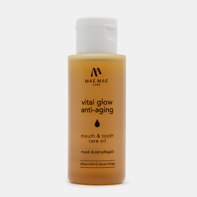 Vital Glow Anti-Aging oil pulling product lifestyle image by Mae Mae Care